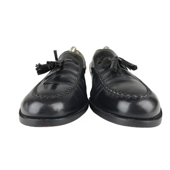 Jarman Mens Black Leather Almond Toe Slip On Block Heel Loafer‎ Shoes Size US 9D - Picture 3 of 10